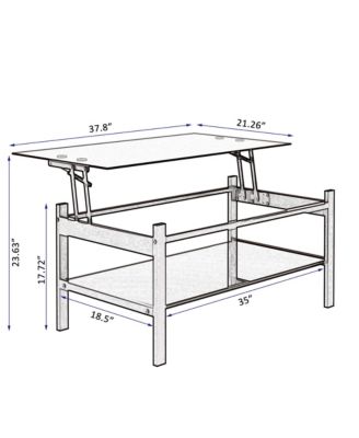 Glass Lift Top Coffee Table - Modern Simple 2-Layer Center Table for Living Room, Home Office