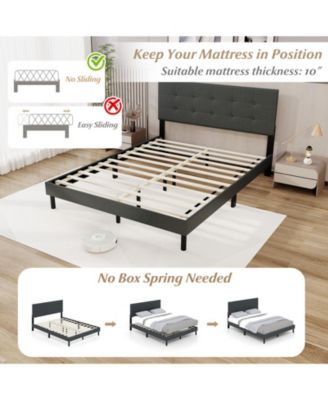 Upholstered Platform Bed Frame with Linen Fabric