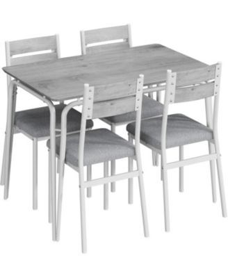 2-Person Dining Table Set, Compact Kitchen Table with Upholstered Chairs, Great for Small Spaces, Light Oak, 4-Chair Version