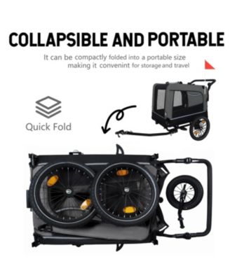 Extra Large 2-in-1 Bike Trailer and Push Cart for Pets with Detachable Hitch