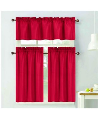 100% Polyester Gibson Solid 3 Piece Kitchen Curtains Valance and Tiers Set 54" x 18"