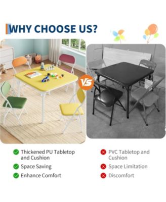 Folding Square Table and 4 Chairs Set, Lightweight Indoor Outdoor Dining Set, Collapsible Compact Table, Portable Chairs