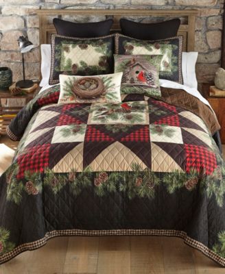 Cardinal Pine Woodland 3-Pc. Quilt Set, Queen