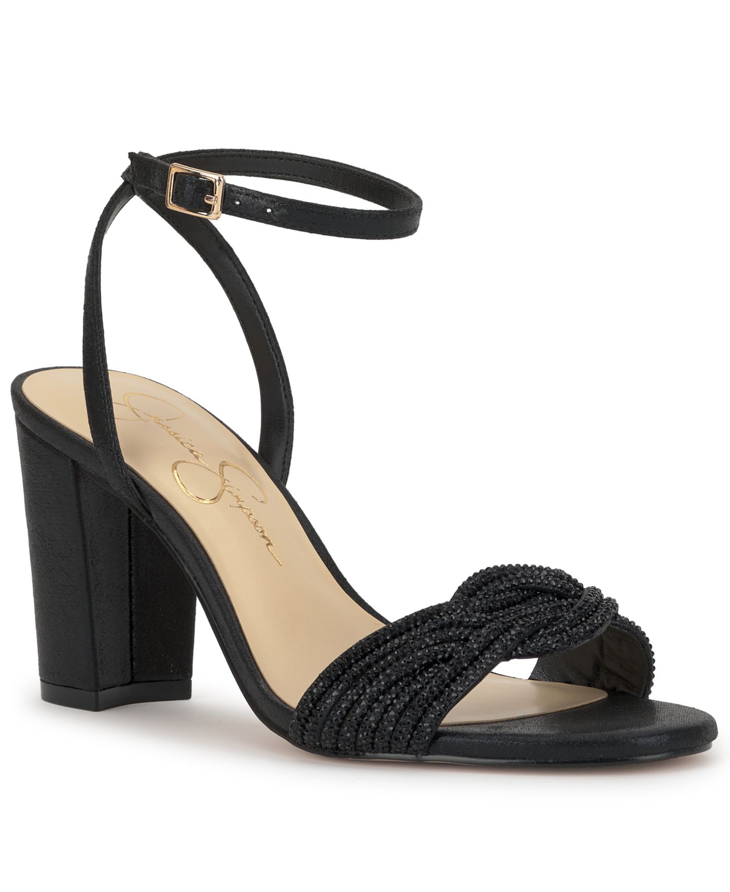 Женские сандалии Jessica Simpson Sienea Rhinestone Knot Dress Sandals, цвет: Чёрный — фото 1