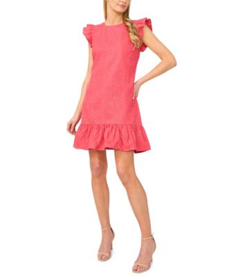 Women's Crewneck Flutter-Sleeve Mini Dress