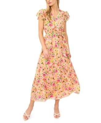 Women's V-Neck Wrap-Front Maxi Dress