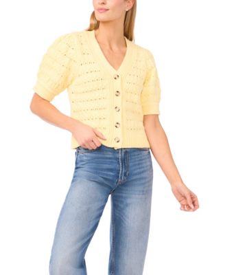 Women's Short-Sleeve V-Neck Cardigan