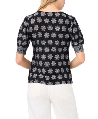 Women's Crewneck Short-Sleeve Printed Blouse