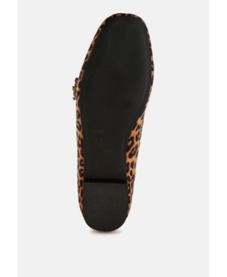 Rag and Co Womens Niloha Studs and Tassels Detail Leopard  Loafers