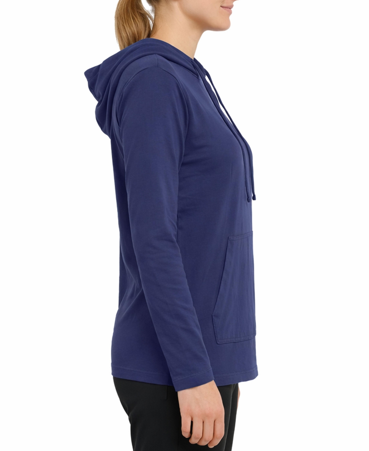 Blue Ice Women's Loose Fit Cotton Lightweight Casual Pullover Drawstring Hoodie With Pocket