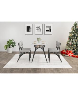 5-Piece Dining Table Set for 4, Kitchen Table with Shelf & 4 Padded Chairs, Easy Assembly Breakfast Set