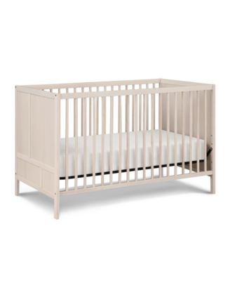  3in1 Convertible Crib with Solid End Panels Geometric Lines Solid Wood and Three Adjustable Mattress Heights for Baby Nursery