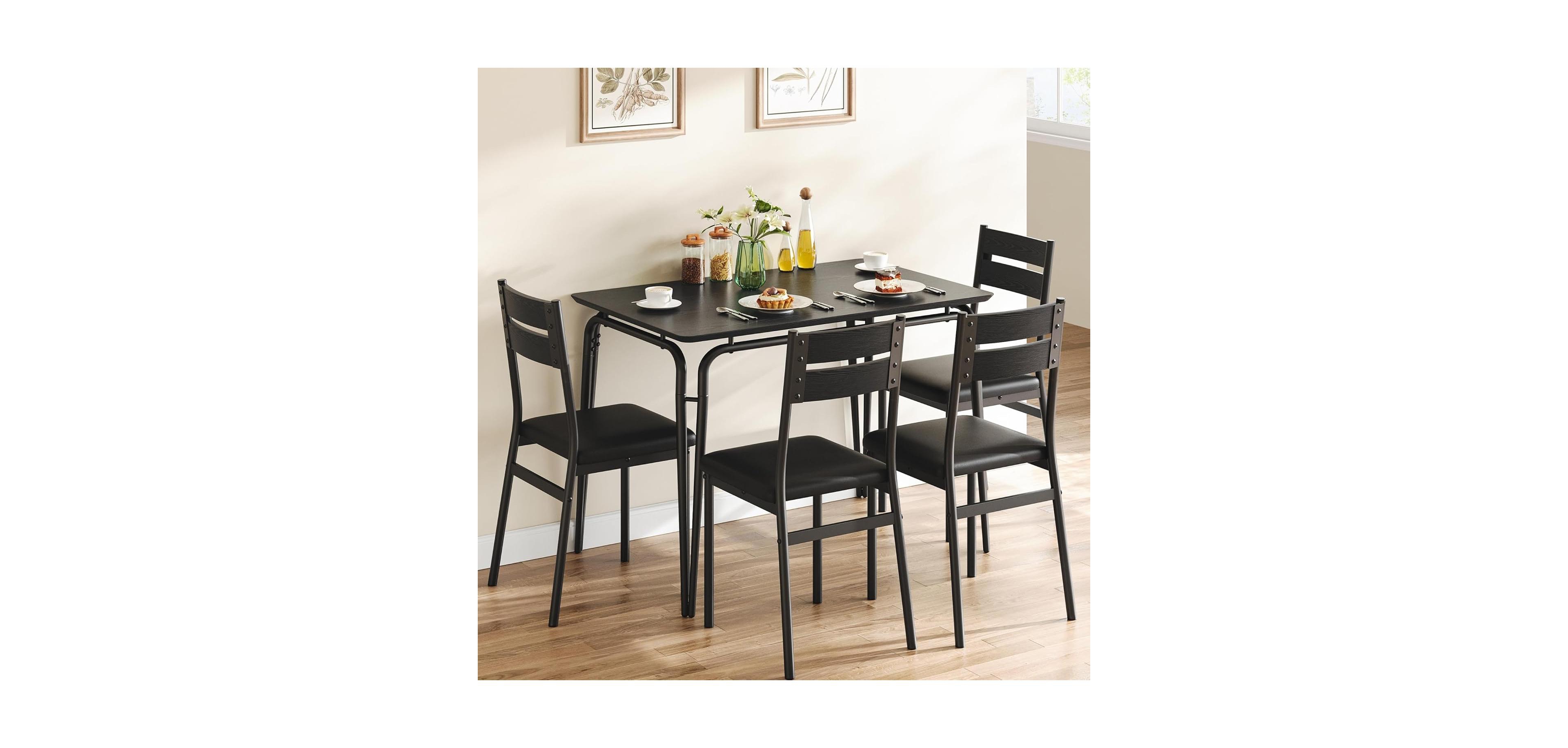 gaomon Kitchen Table and Chairs for 4, 5 Piece Dining Table Set for 4 Dining Room Table Set, Dinner Table Set for 4, Rectangular 4 Seater Dinette Set