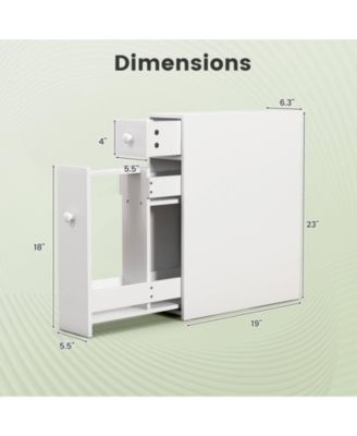 Bathroom Floor Cabinet Toilet Narrow Storage Organizer with Flip Top