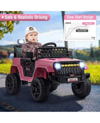 Kids 12V Electric Ride On Truck with Remote Control LED Lights and Music for Ages 3 and Up