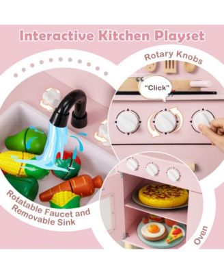 Kids Kitchen Playset with Cooking Accessories and Storage