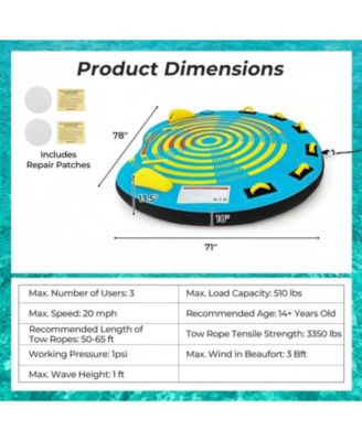 3 Person Inflatable Boat Tube Towable Platform with Double Valves