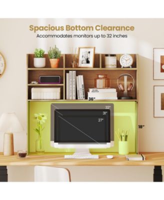 Desktop Storage Hutch Bookshelf with Multiple Open Shelves