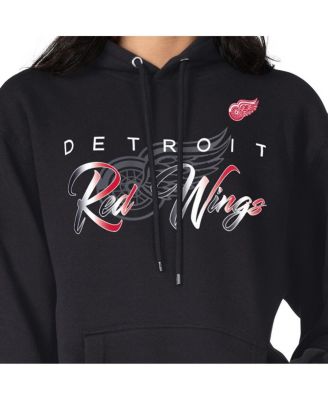 Men's Black Detroit Red Wings Shadow Logo Fleece Pullover Hoodie