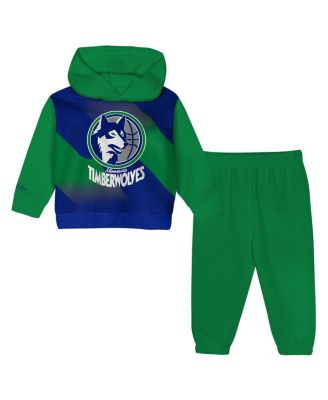Toddler Blue/Green Minnesota Timberwolves Big Face Oversized Pullover Hoodie and Pants Set