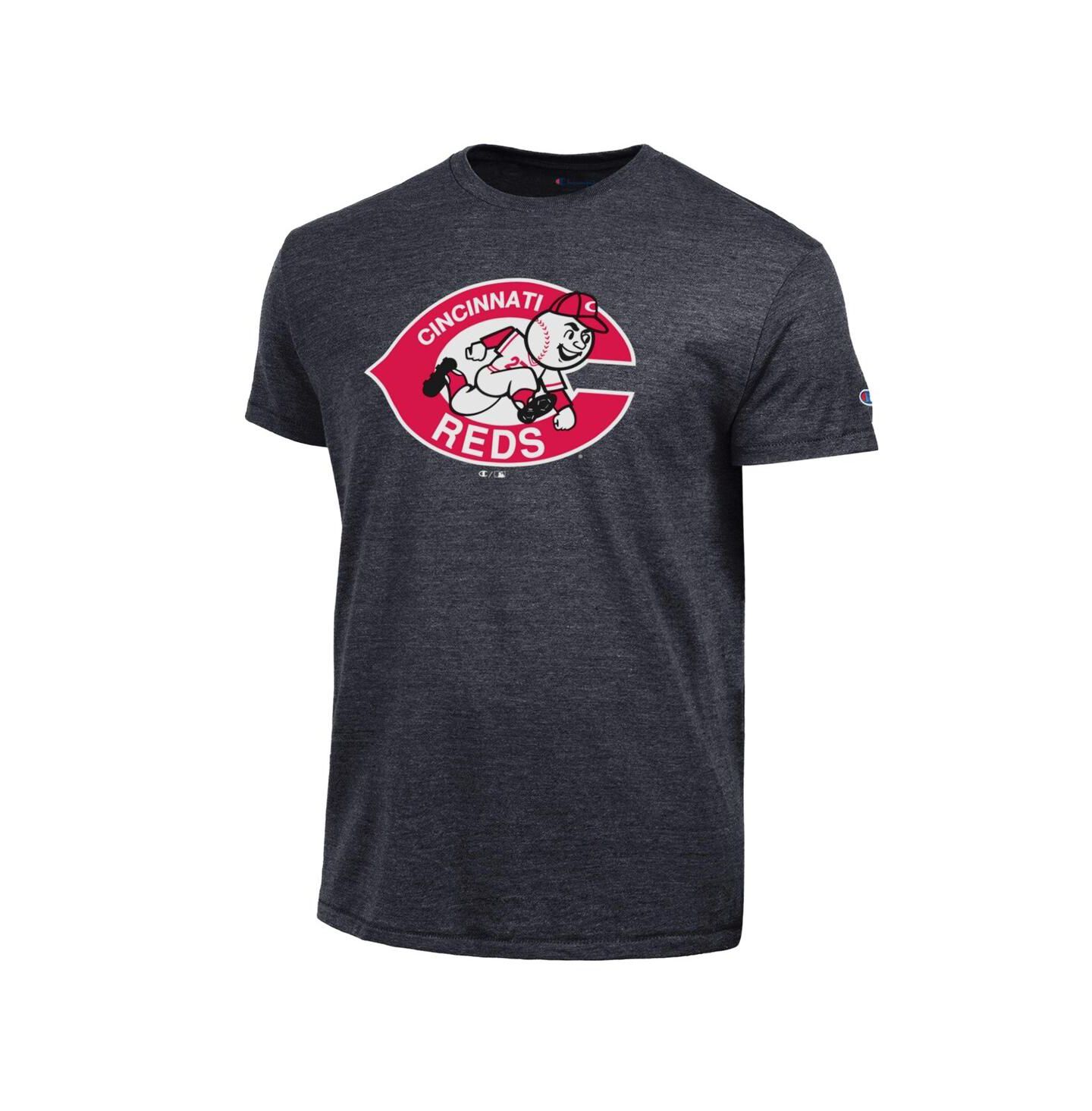 Мужская футболка Champion Black Cincinnati Reds Cooperstown Logo Tri-Blend — фото 3