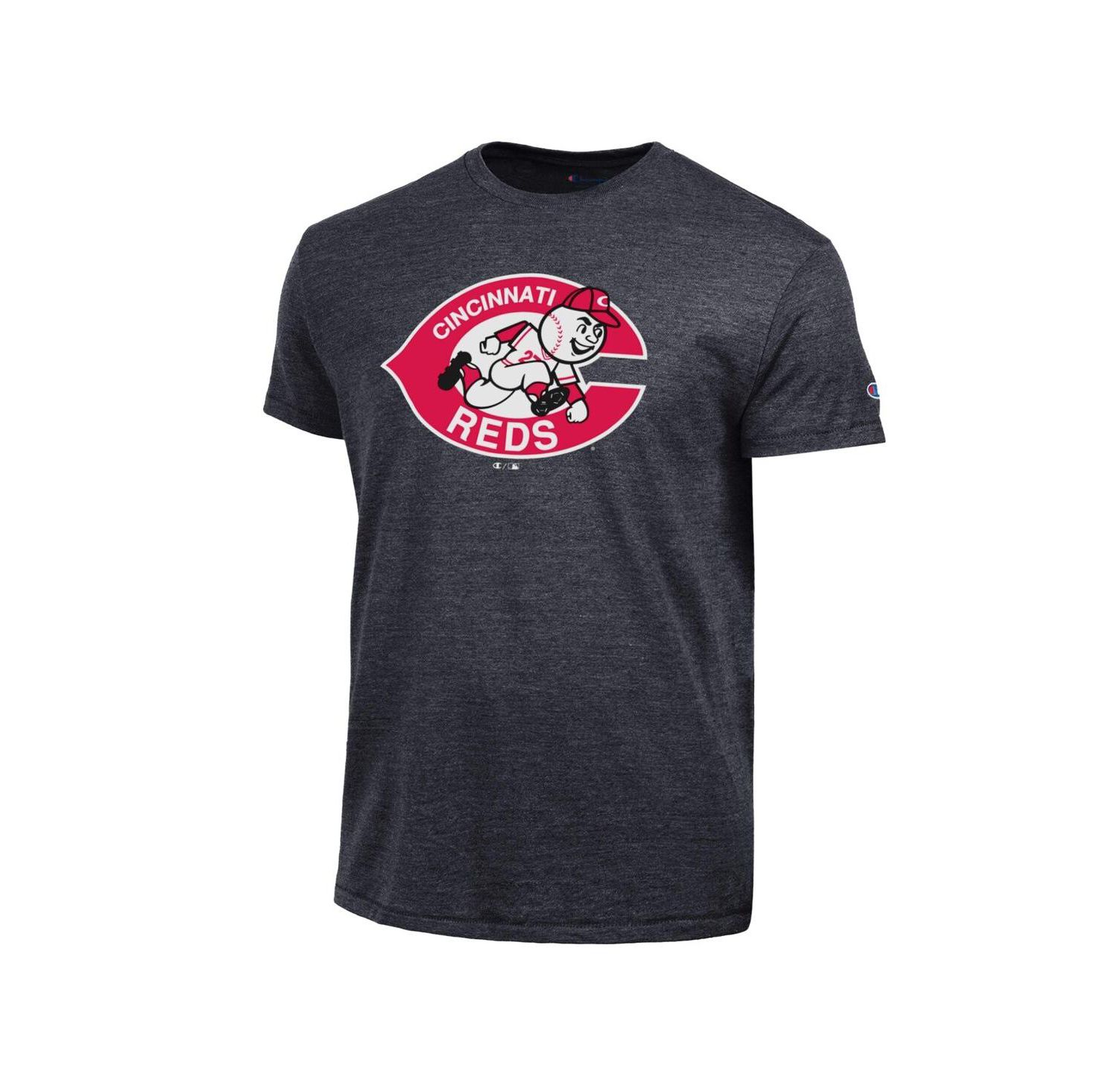 Men's Black Cincinnati Reds Cooperstown Logo Tri-Blend T-Shirt