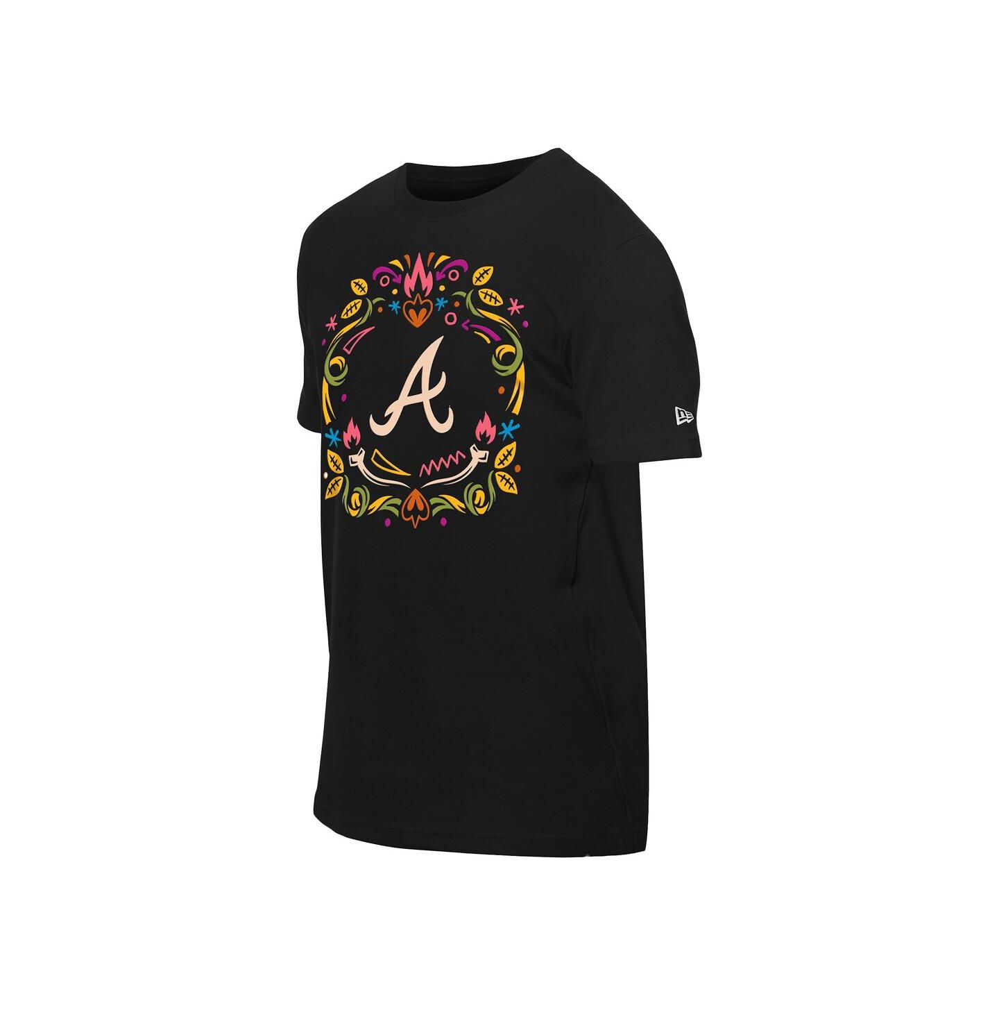 Мужская футболка New Era Black Atlanta Braves Día de los Muertos — фото 4