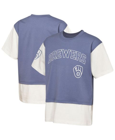 Детская футболка Outerstuff Navy/Cream Milwaukee Brewers Ultimate Pastels Premium Double Run