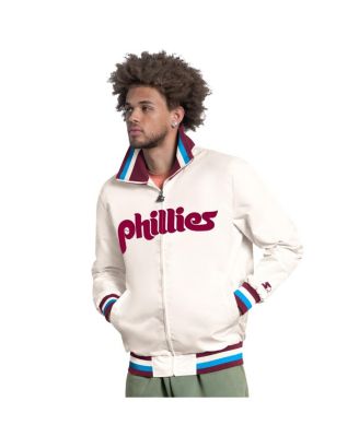 Men's White Philadelphia Phillies The Captain Cooperstown Logo Full-Zip Varsity Jacket