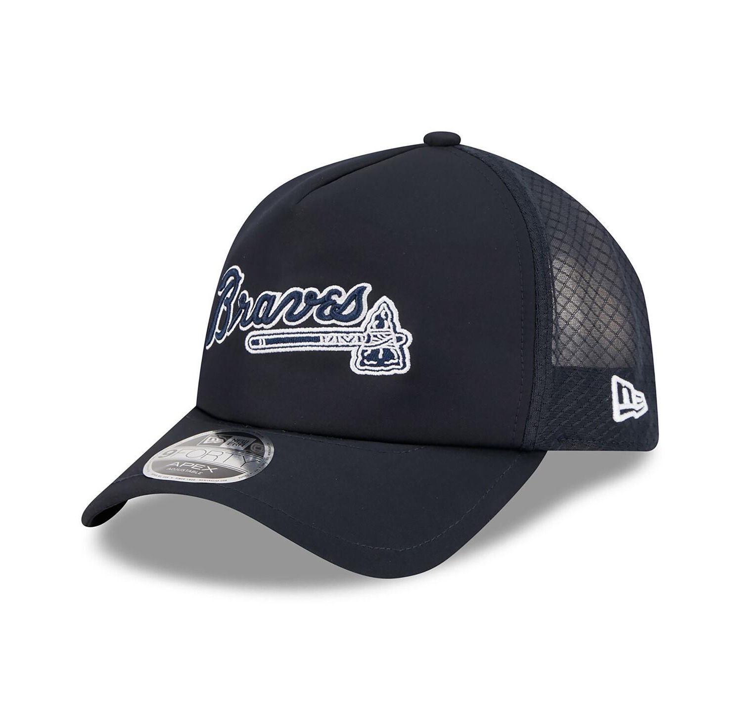 Men's Navy Atlanta Braves 2026 Batting Practice Alternate Apex 9FORTY Adjustable Hat