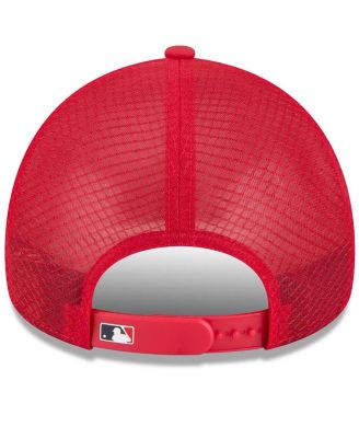 Men's Red Boston Red Sox 2026 Batting Practice Apex 9FORTY Adjustable Trucker Hat