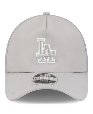 Men's Gray Los Angeles Dodgers 2026 Batting Practice Apex 9FORTY Adjustable Trucker Hat
