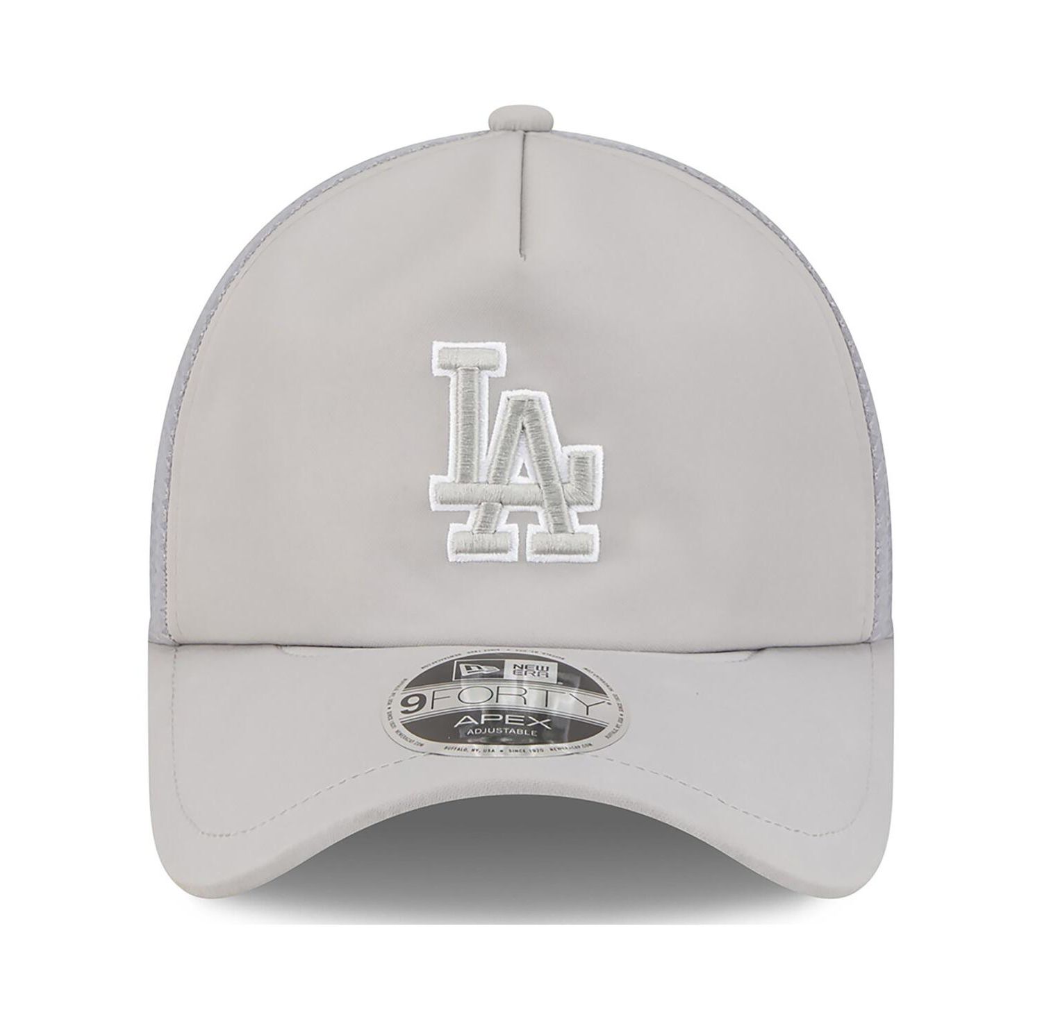 Men's Gray Los Angeles Dodgers 2026 Batting Practice Apex 9FORTY Adjustable Trucker Hat