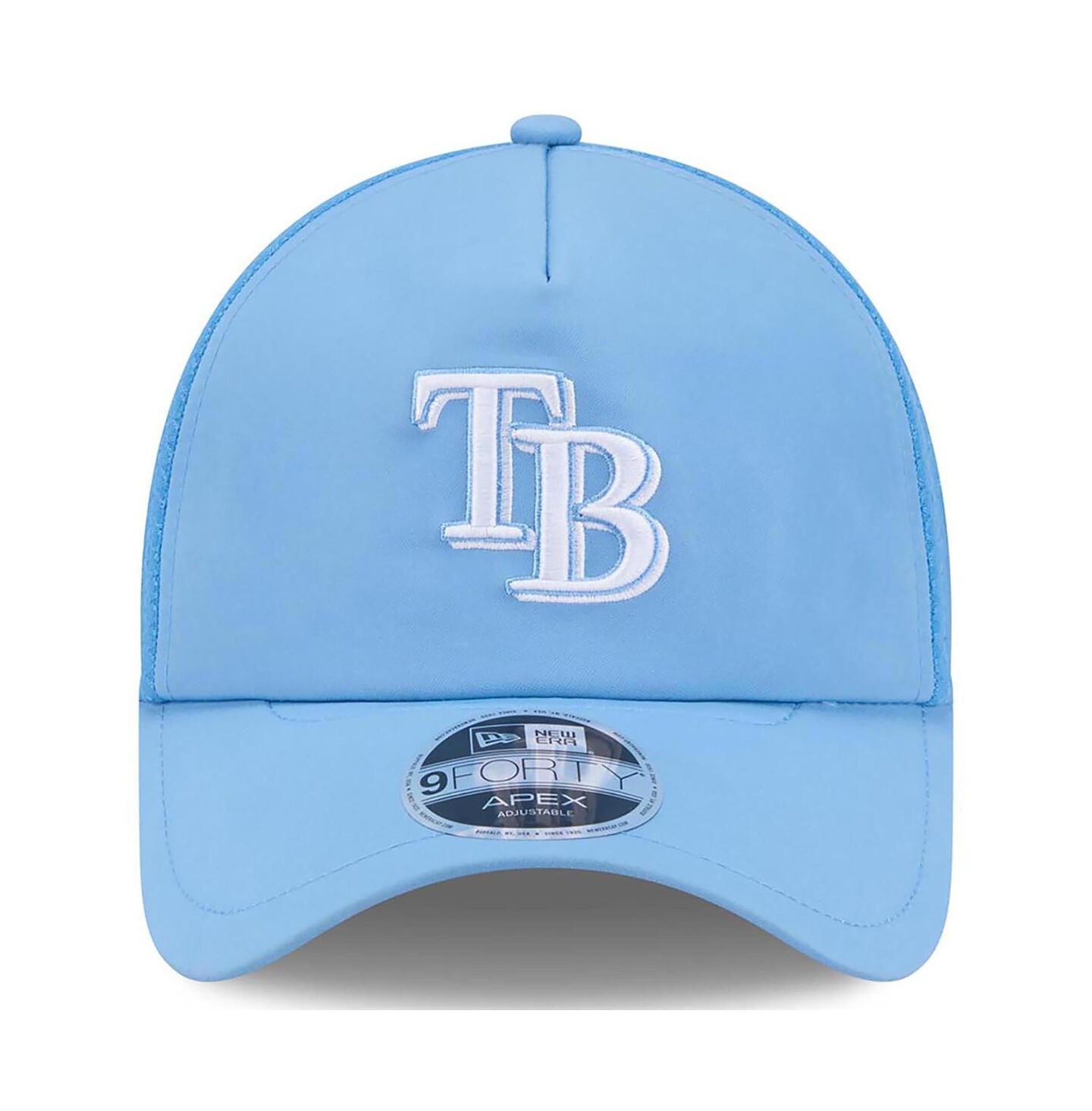 Мужская кепка New Era Light Blue Tampa Bay Rays 2026 Batting Practice Apex 9FORTY Adjustable Trucker Hat — фото 4