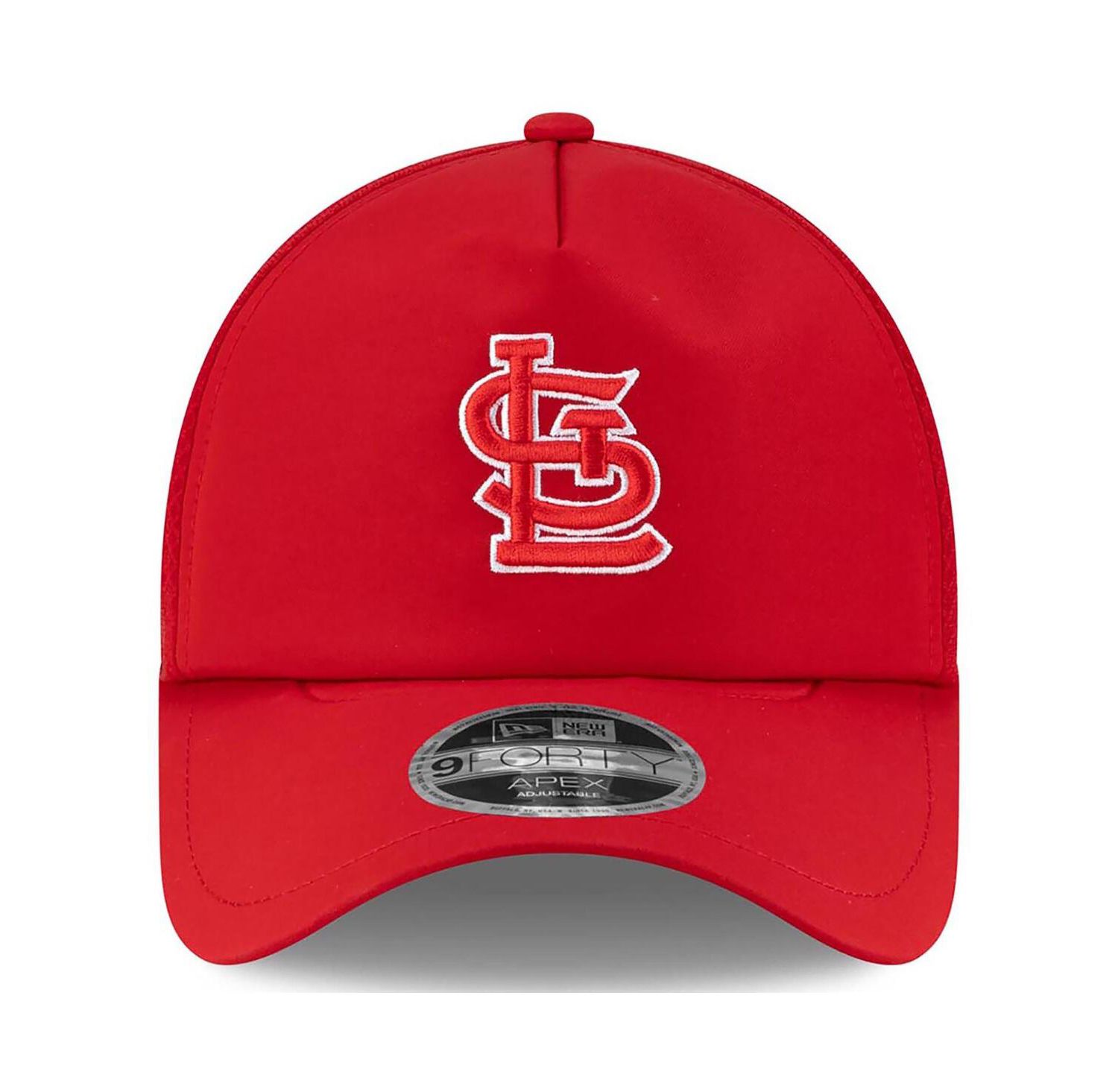 Men's Red St. Louis Cardinals 2026 Batting Practice Apex 9FORTY Adjustable Trucker Hat