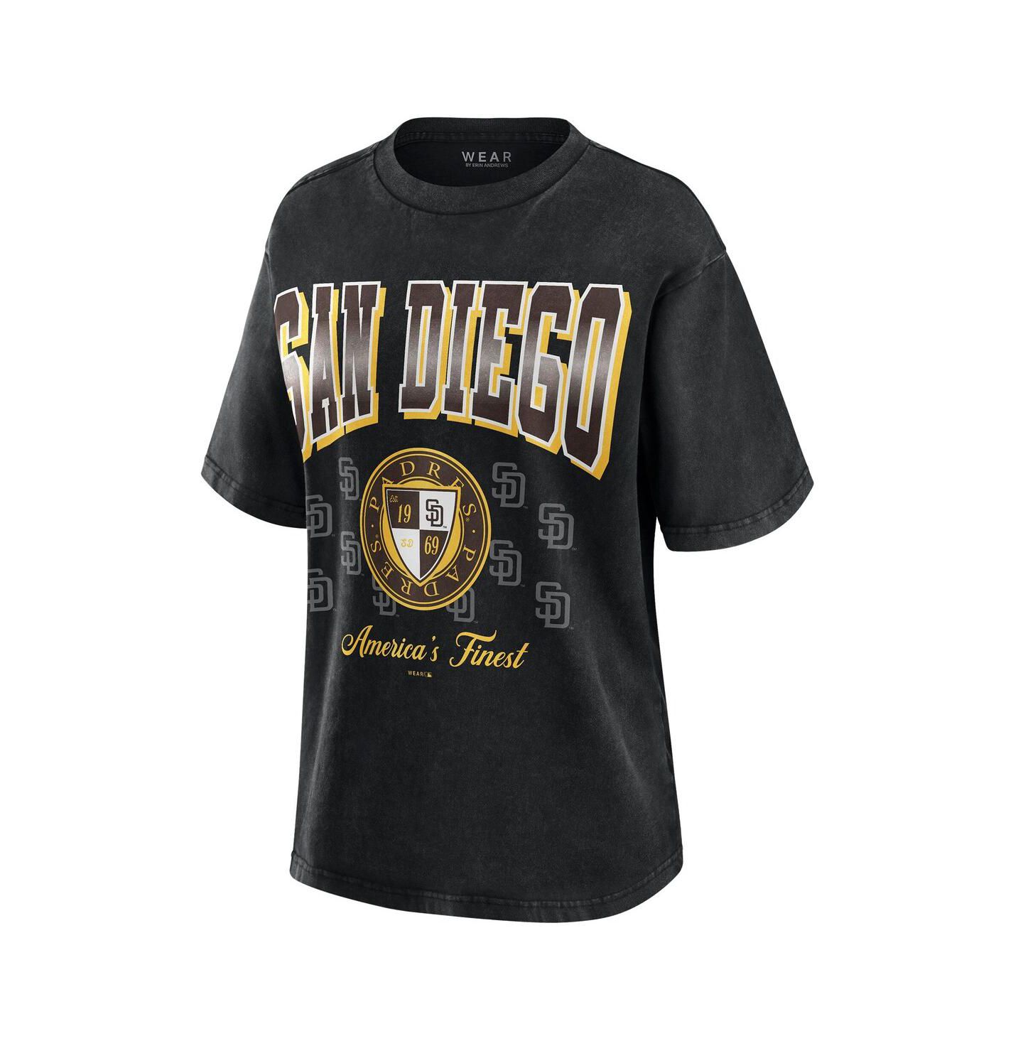 Женская футболка WEAR by Erin Andrews Black San Diego Padres Oversized Boyfriend — фото 3