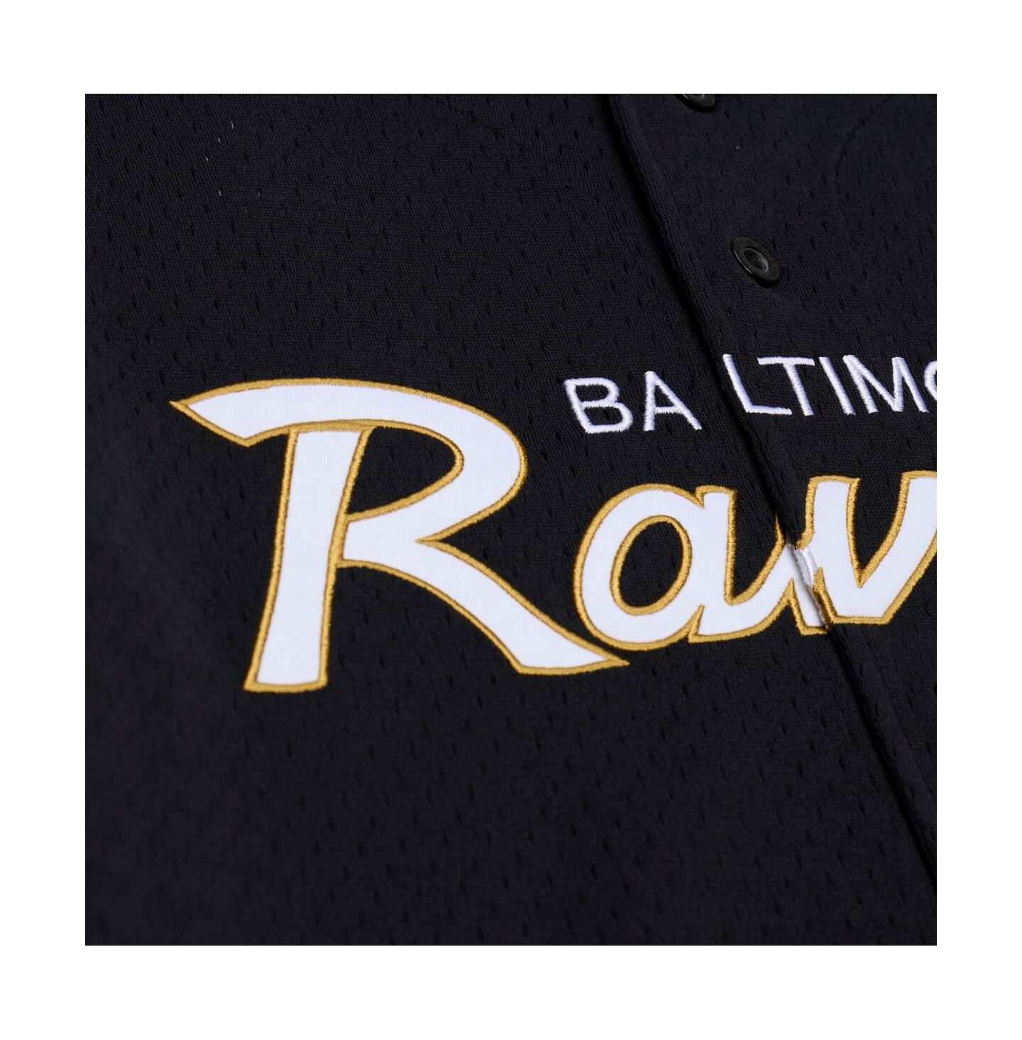 Мужской топ Mitchell & Ness Black Baltimore Ravens Head Coach Mesh Full-Button Fashion Jersey — фото 3