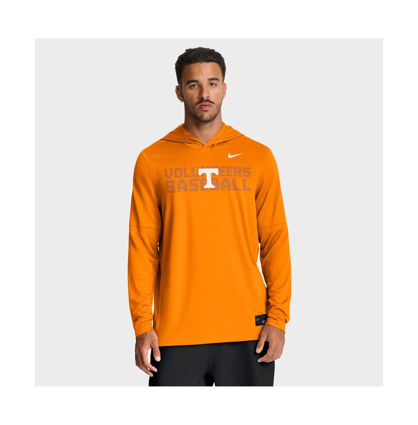 Мужская футболка Nike Tennessee Orange Tennessee Volunteers Dugout Dri-FIT Long Sleeve Hooded — фото 1