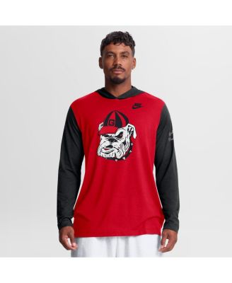 Men's Red/Black Georgia Bulldogs Campus Legacy Tri-Blend Long Sleeve Hooded T-Shirt