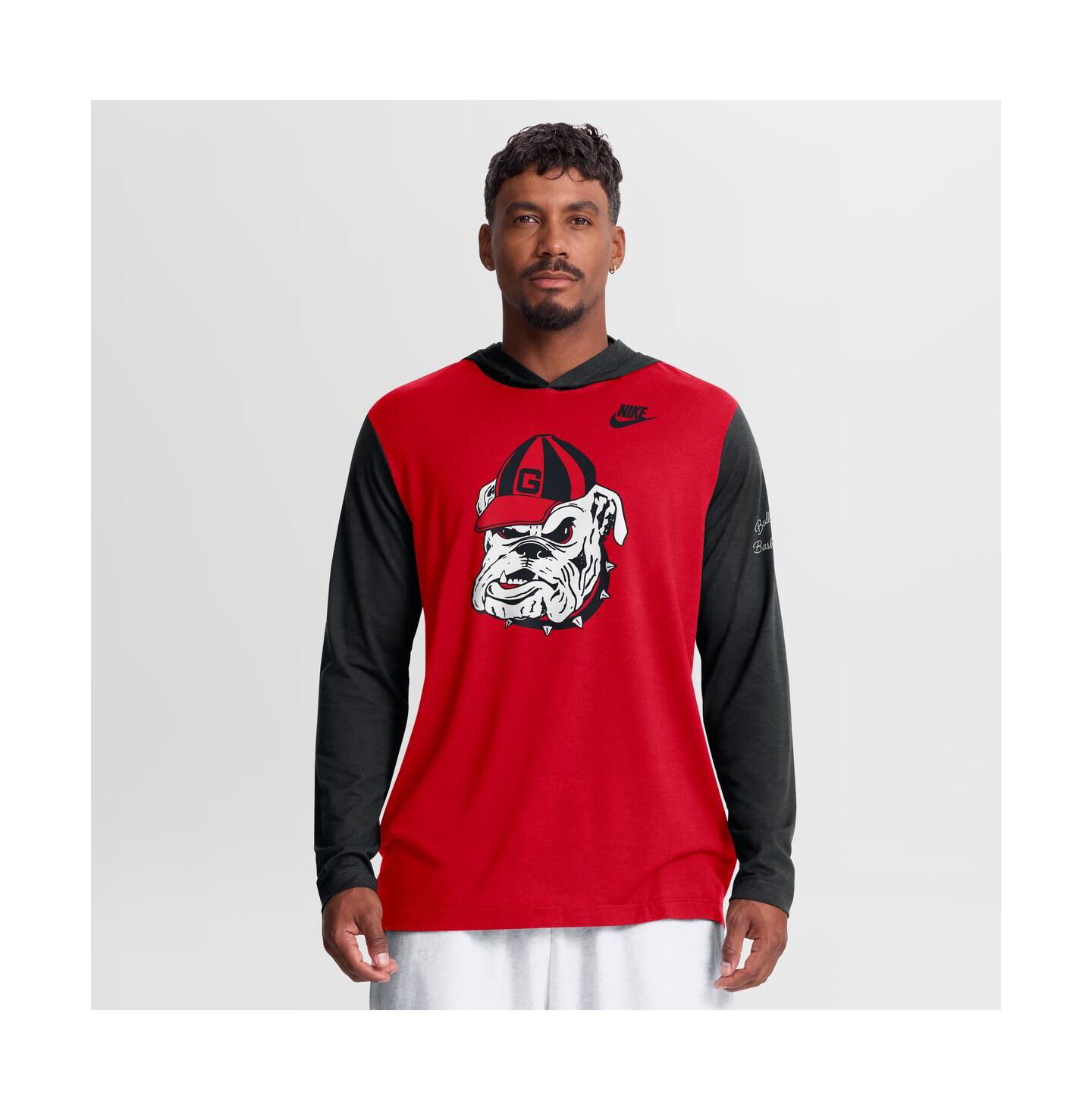Мужская футболка Nike Red/Black Georgia Bulldogs Campus Legacy Tri-Blend Long Sleeve Hooded — фото 1