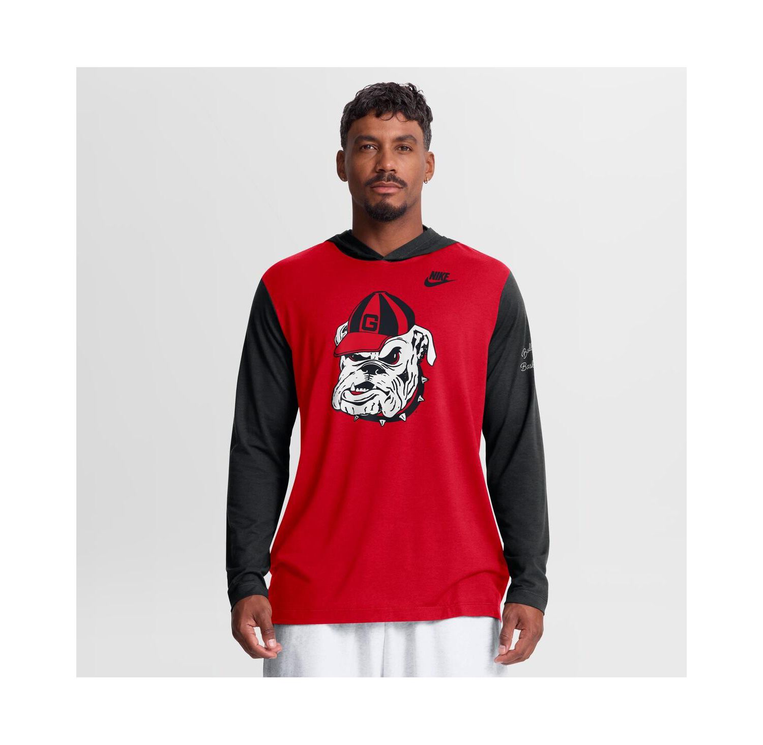 Men's Red/Black Georgia Bulldogs Campus Legacy Tri-Blend Long Sleeve Hooded T-Shirt