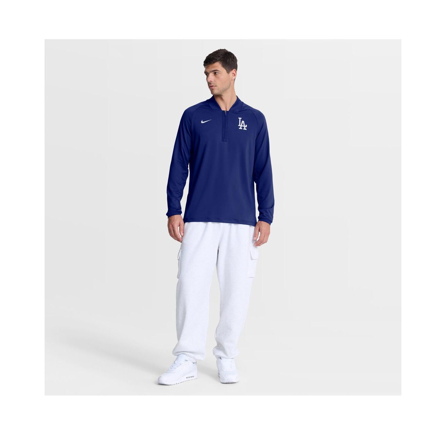 Men's Royal Los Angeles Dodgers Authentic Collection Dri-FIT Raglan Half-Zip Pullover