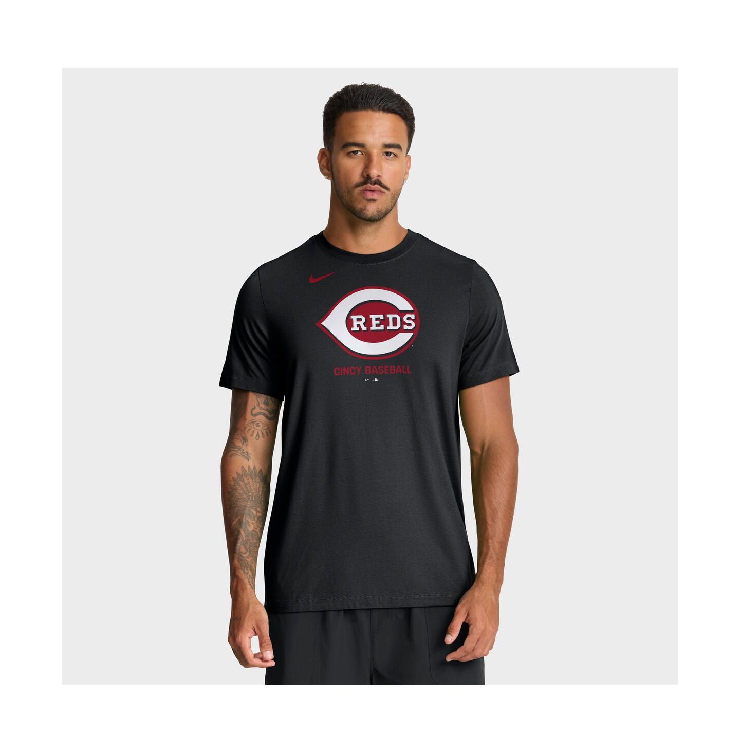 Мужская футболка Nike Black Cincinnati Reds Tri-Blend Logo — фото 1