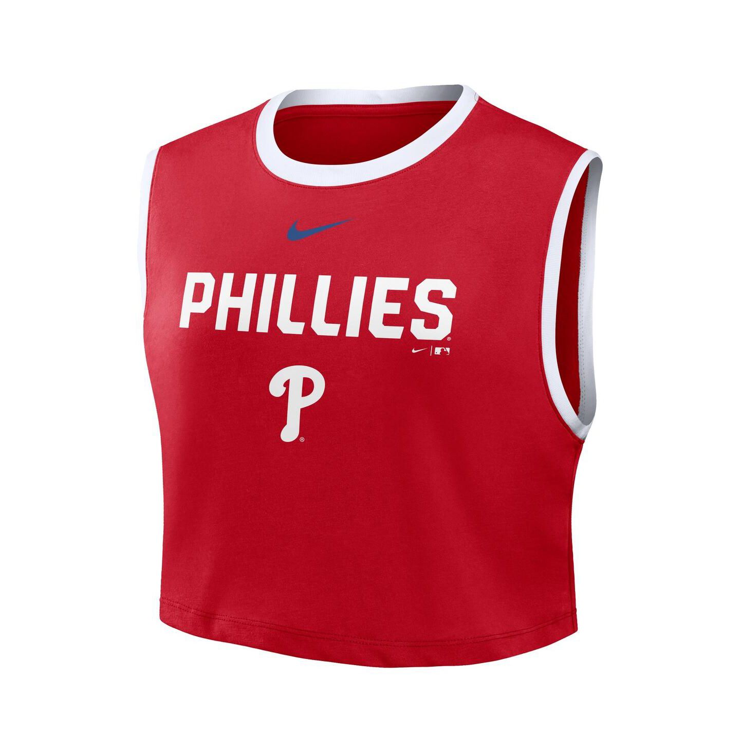 Женский топ Nike Red Philadelphia Phillies Primetime Loose Dri-FIT Cropped — фото 2