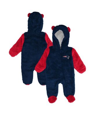 Baby Boys and Girls Navy New England Patriots Stay Napping Fleece Bunting Full-Zip Sleeper