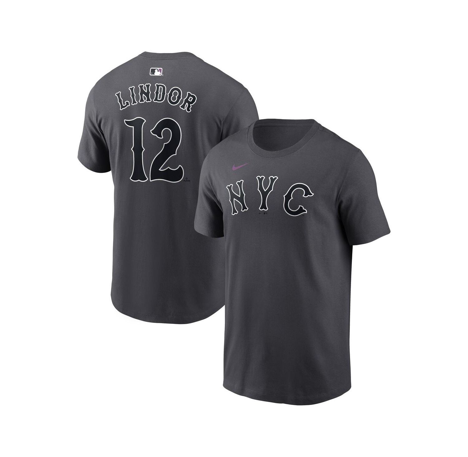 Men's Francisco Lindor Anthracite New York Mets City Connect Name & Number T-Shirt