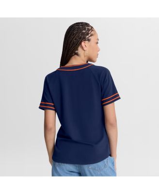 Women's Navy Houston Astros Diva Race Ahead Raglan V-Neck T-Shirt