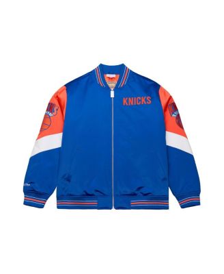 Men's Blue New York Knicks Throw It Back Heavyweight Full-Zip Satin Jacket