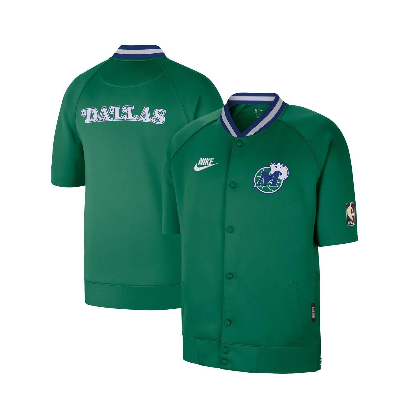 Мужская куртка Nike Green Dallas Mavericks Classic Edition Hardwood Classics Authentic On-Court Game Full-Snap — фото 1