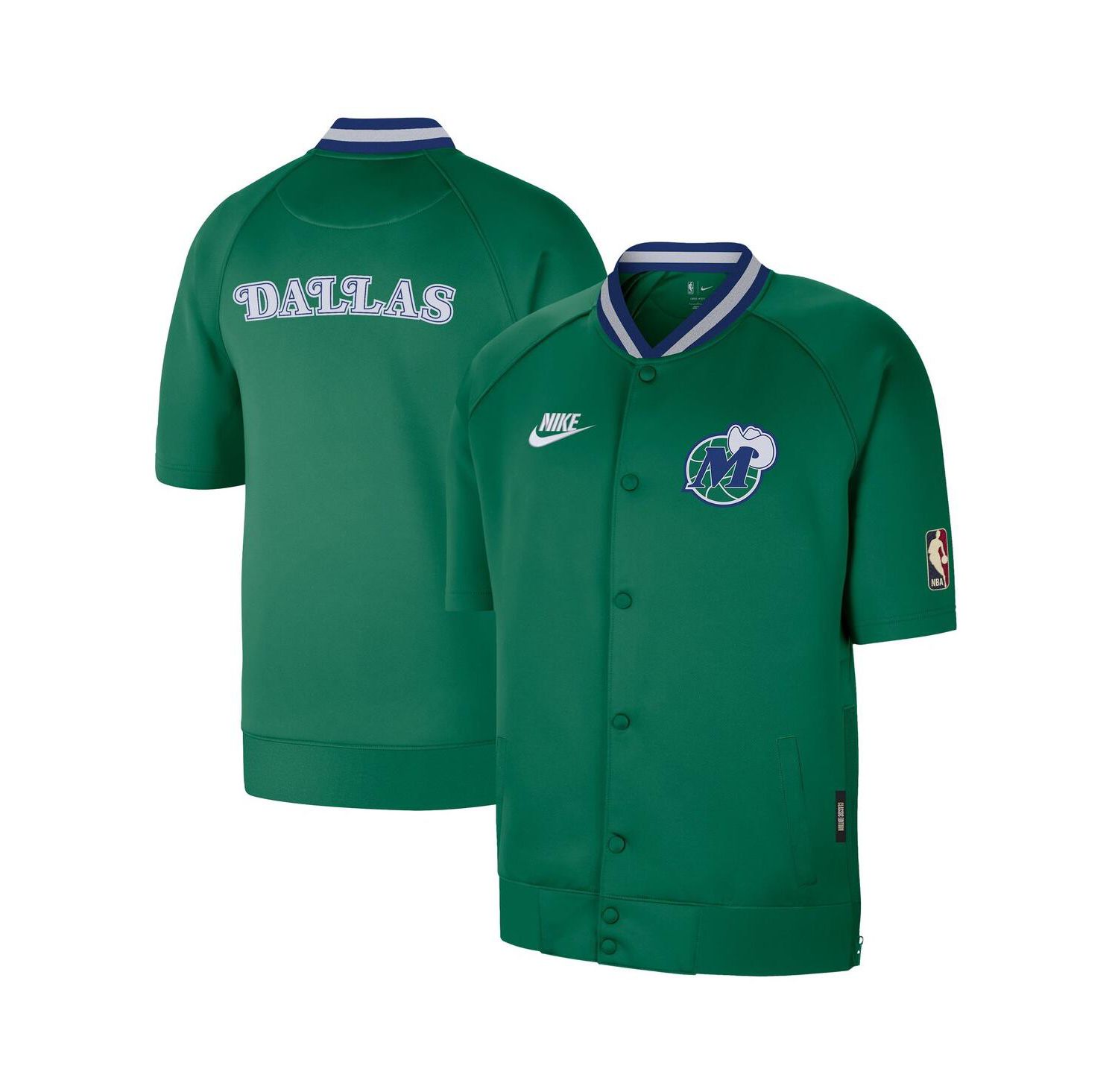Men's Green Dallas Mavericks Classic Edition Hardwood Classics Authentic On-Court Game Full-Snap Jacket
